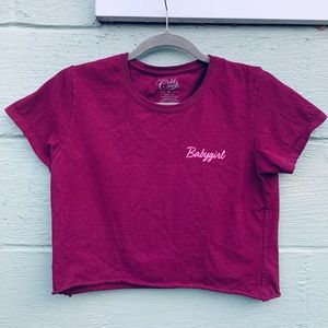 3/$15!  Burgundy Babygirl Crop Top